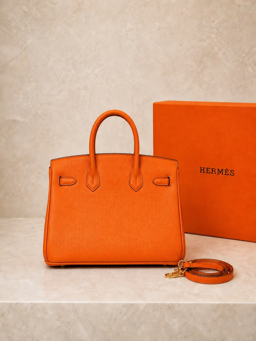Hermes Birkin Handbag in Orange Togo with Gold Hardware - Picture 3 of 9